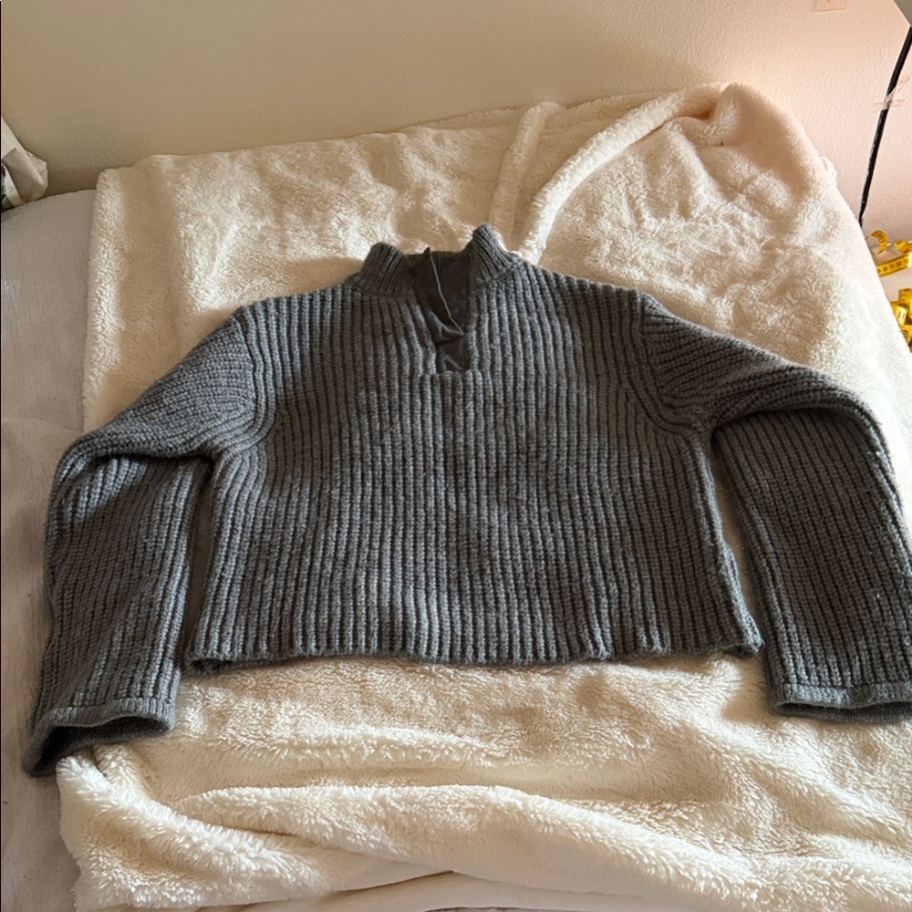 Zara Charcoal Ribbed Turtleneck Sweater